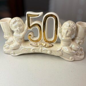 Gold and Cream 50th Anniversary Candle Holder